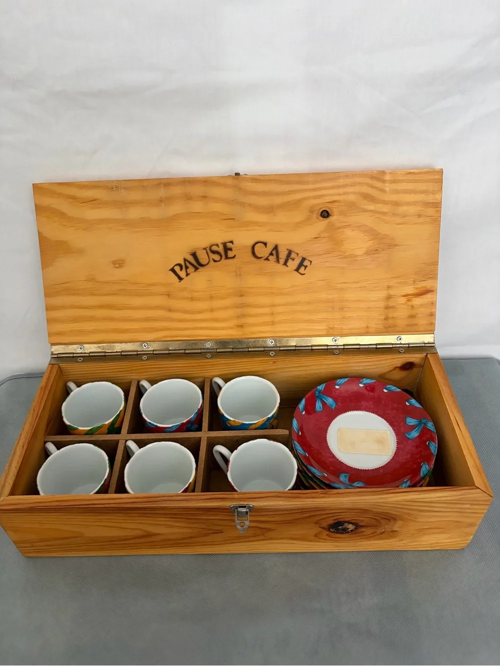 Pause Café Espresso Cups Saucers Set L’Hirondelle France Wooden Box(F304)